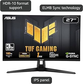 Amazon.com: ASUS TUF Gaming VG27AQL1A 27” HDR Monitor, 1440P WQHD