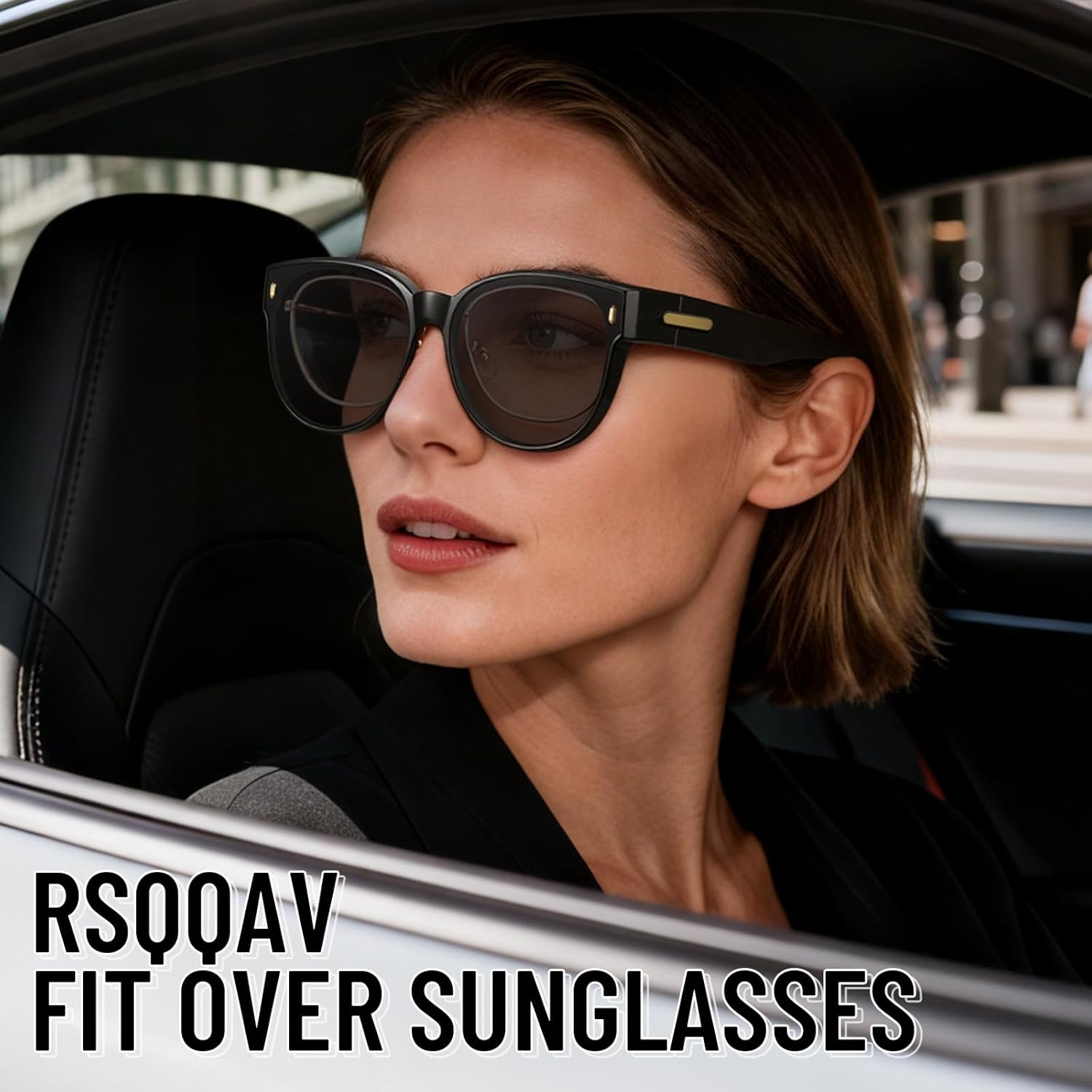 Polarized Fit Over Glasses Sunglasses for Women Stylish Large Cover Round UV400 Cat Eye Shades for go out Driving - Image 2