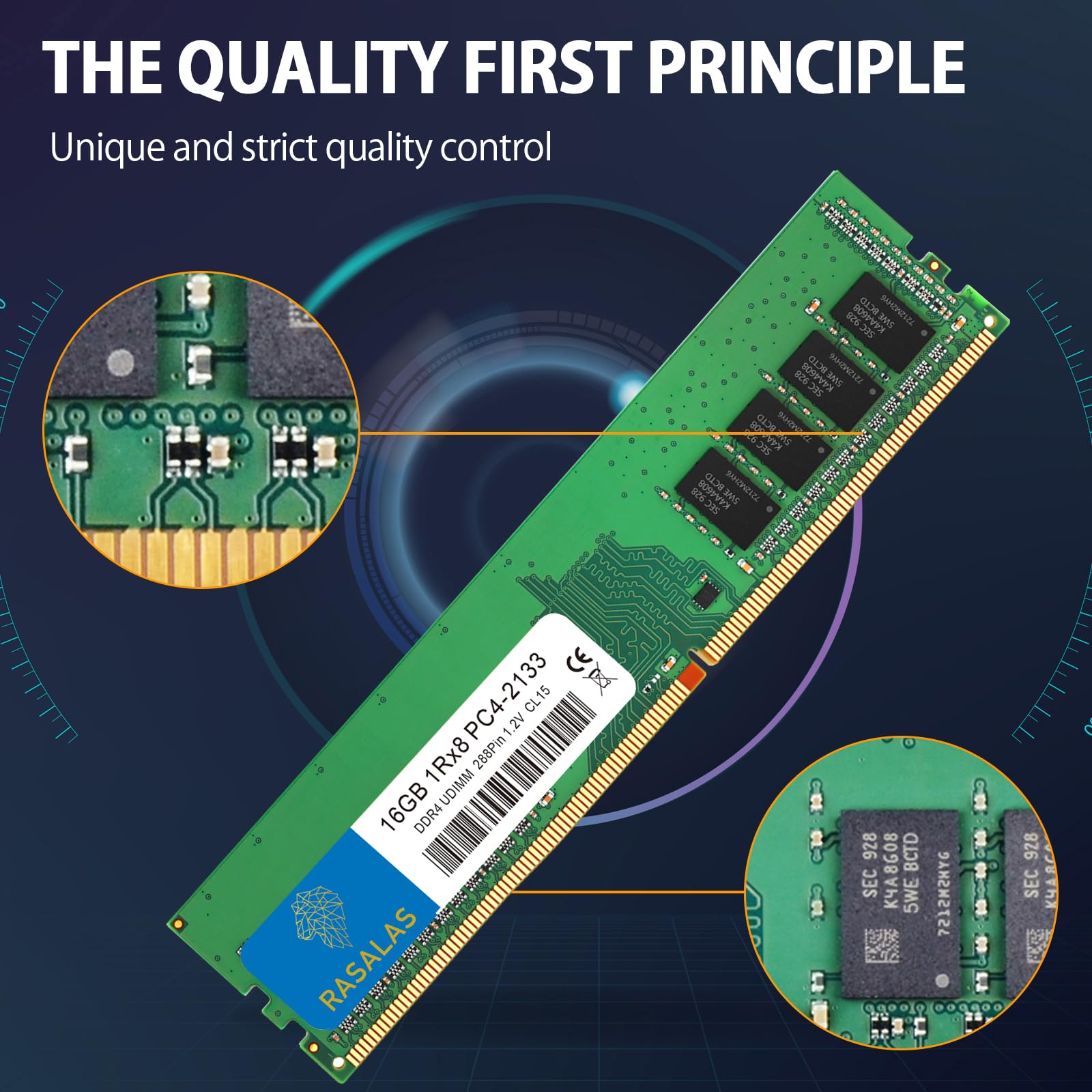 RASALAS 16GB DDR4 2133MHz PC4-17000 Non-ECC Unbuffered 1.2V CL15