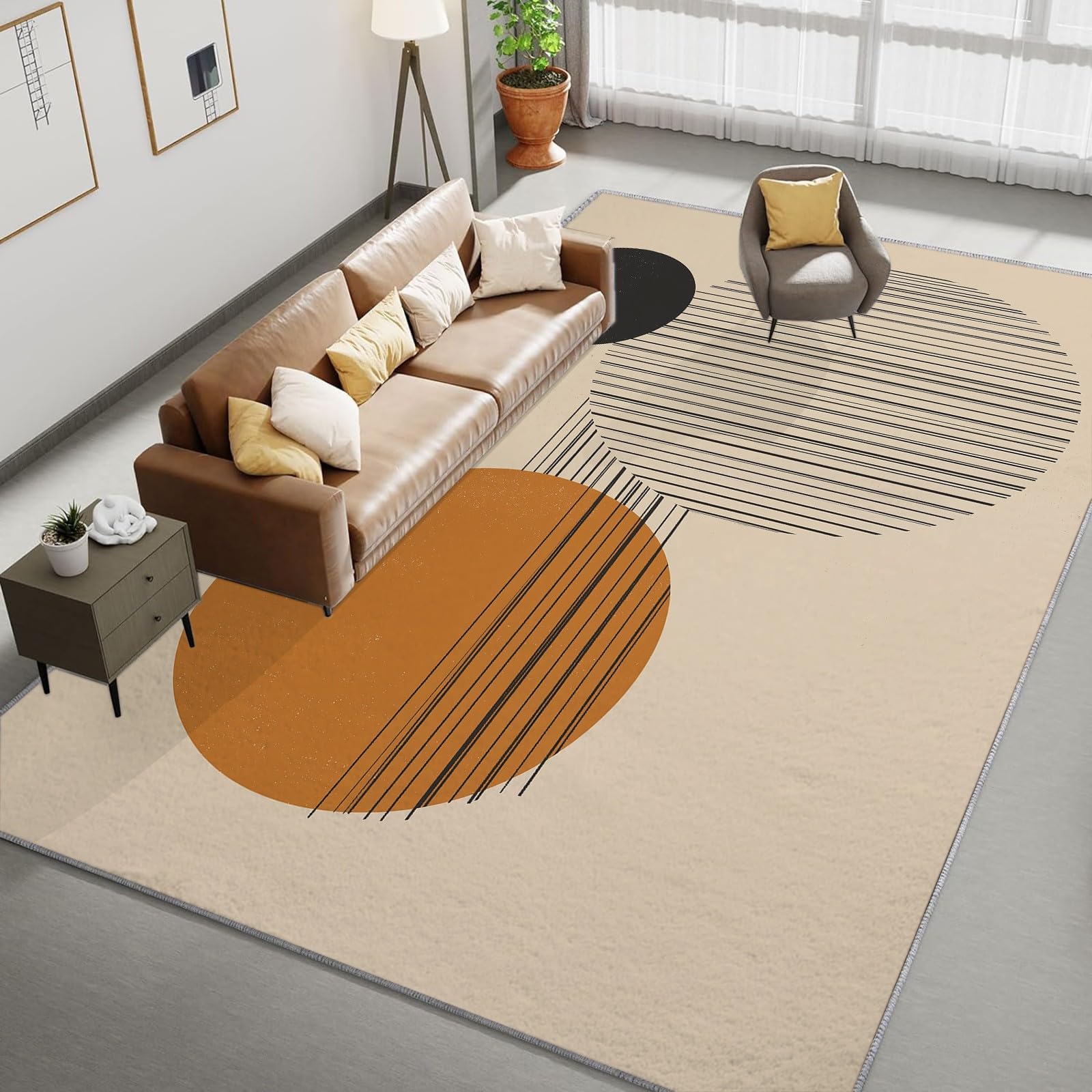 Tappeto Salotto Linee Forme Geometriche 160x230 cm Moderno Tappeto Soggiorno Pelo Corto Morbido Antiscivolo Tappeti Salotto Grandi Camera da Letto Home Decor