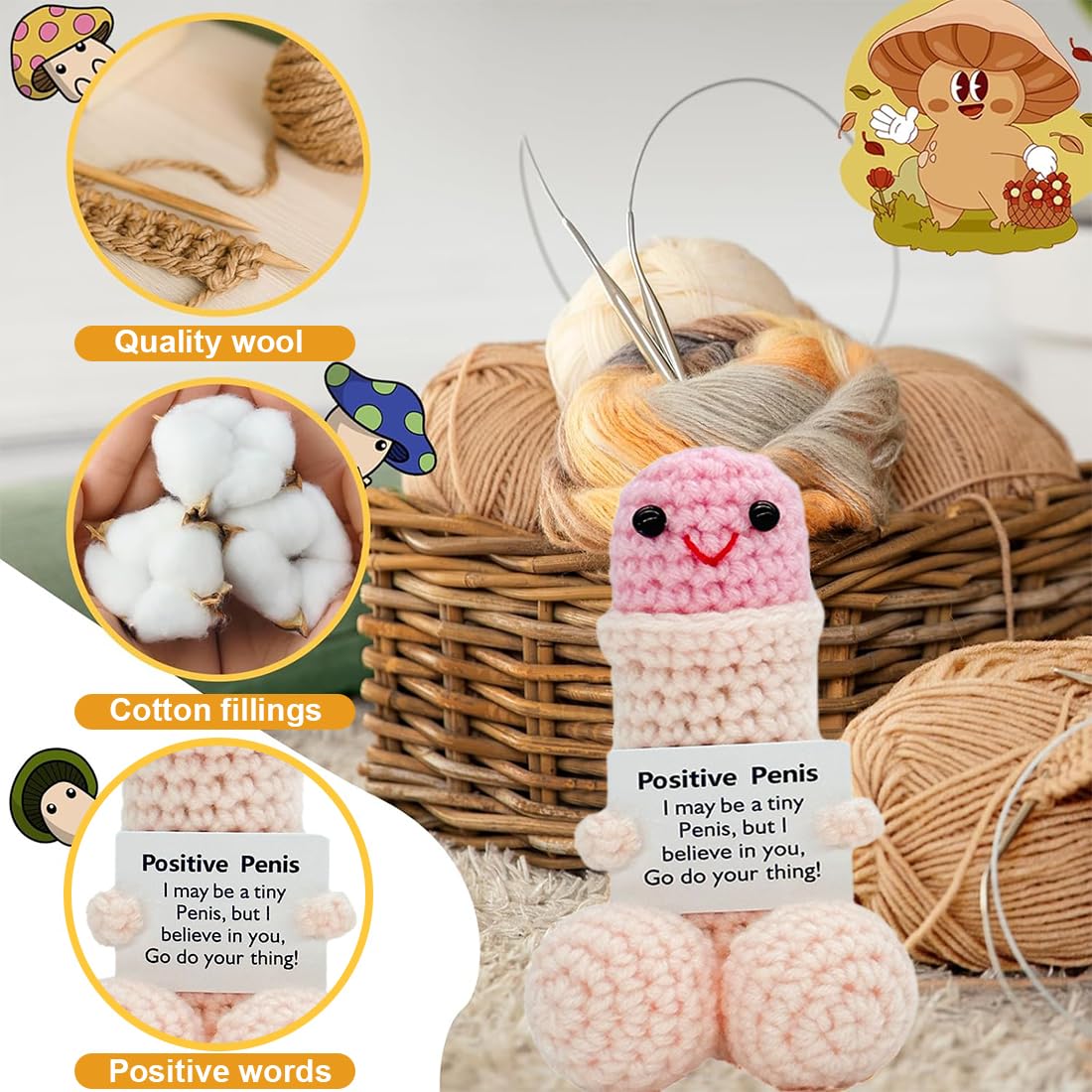 Pocket Hug Penis, muñeco pene de la suerte, regalo positivo, patatas positivas, regalo divertido para hombres, pequeño regalo para hombres y mujeres