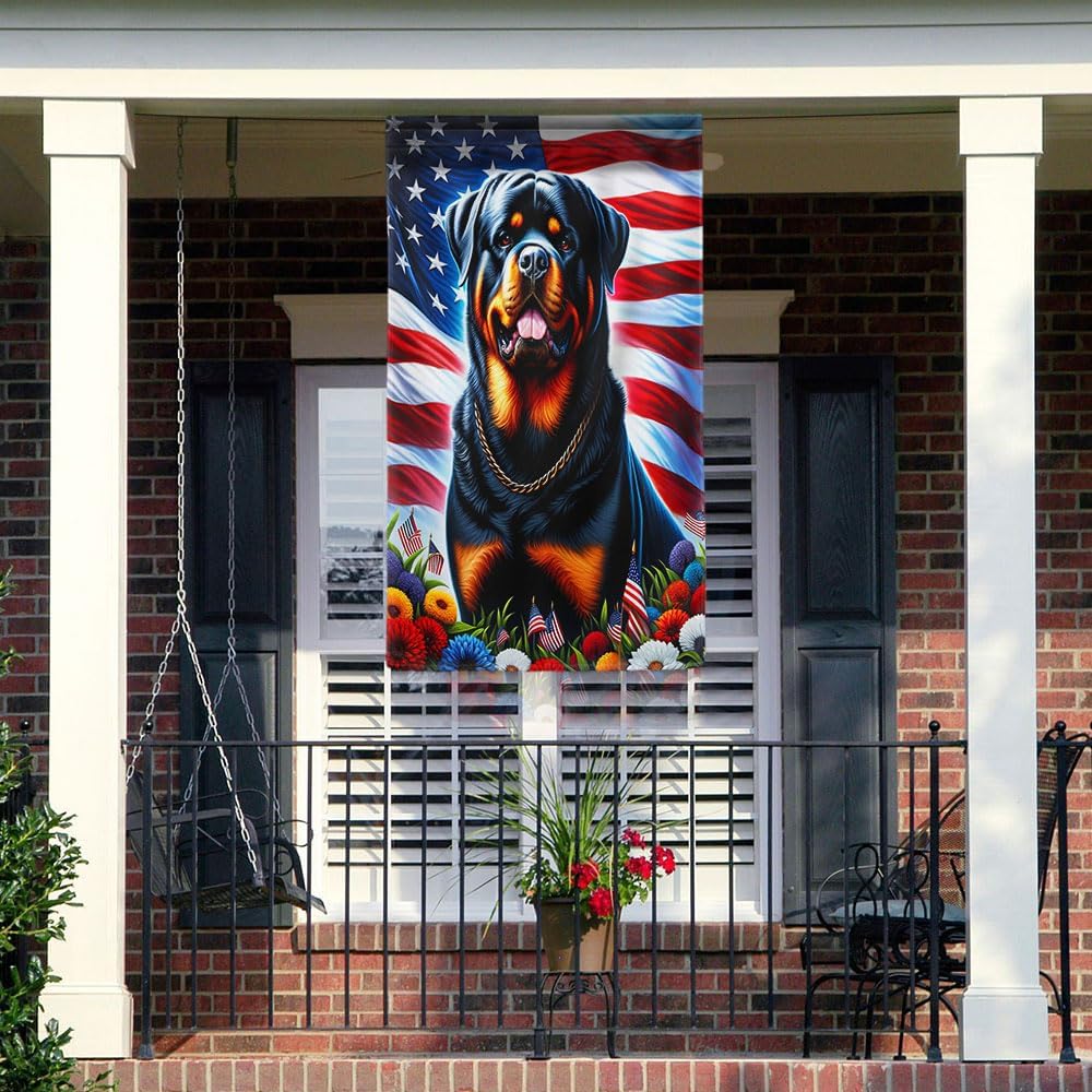American Flag-Patriotic Rottweiler Dog American Flag TQN2658F, 3x5 ft. Flag-USA Flags Premium Polyester-Decorative Indoor Outdoor Flag