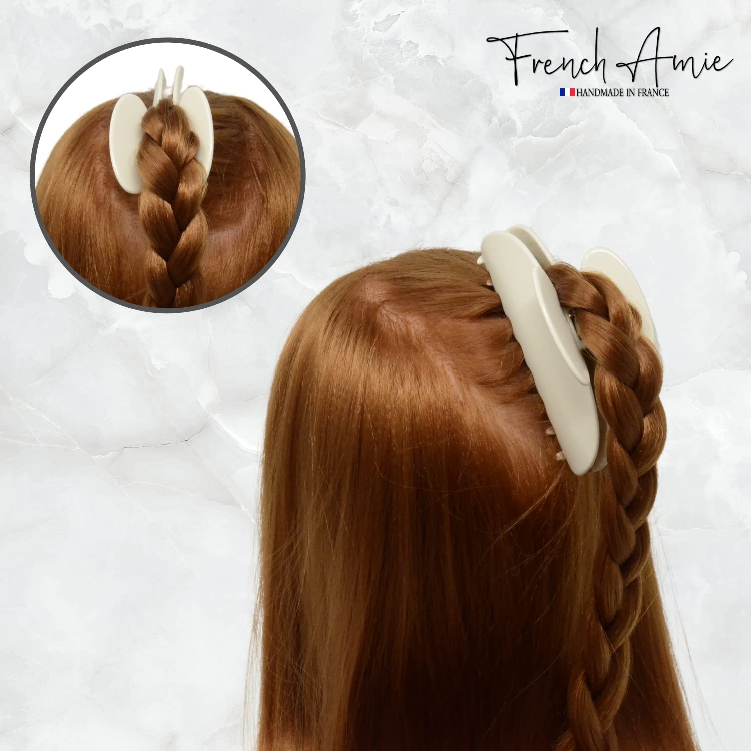 Amazon.com : French Amie Thin Oval Solid Ivory Large 4 1/4  display picture 1