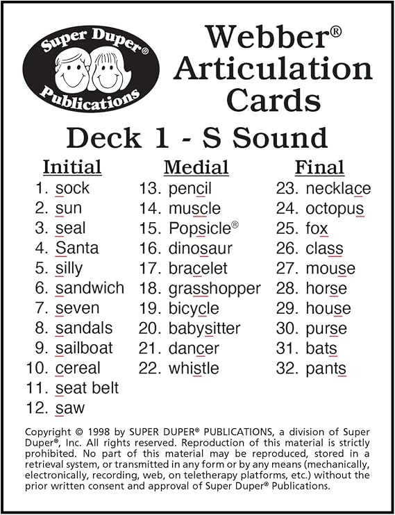 Super Duper Publications | Articulation S Sound Fun Deck | Vocabulary and Language Development Flash Cards | Educational Learning Materials for Children
