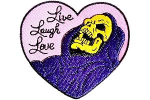 Funny Skull Heart Iron On Patch