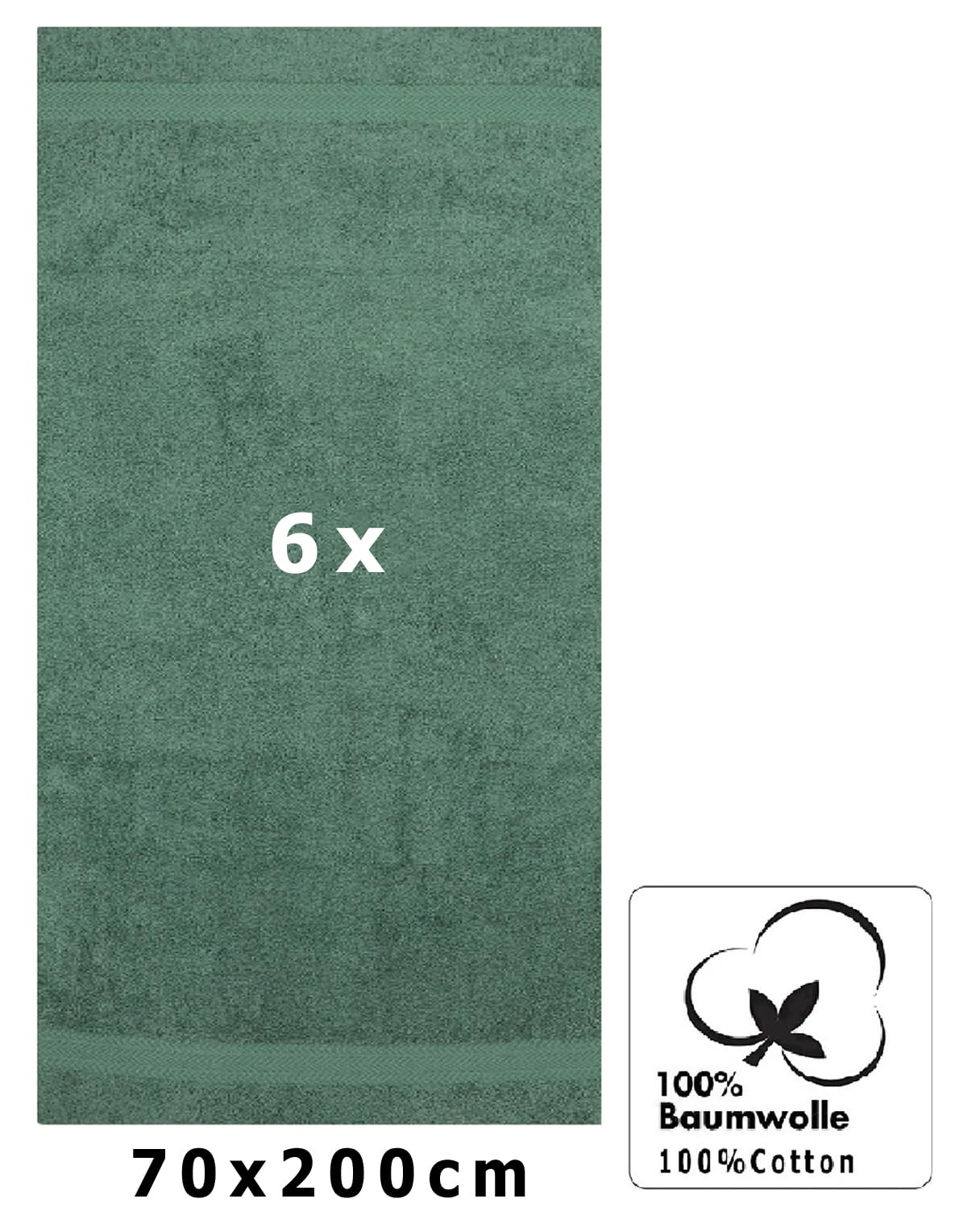 Betz 6 sztuk ręczników do sauny, zestaw ręczników do sauny, jakość premium, 100% bawełna, frotte, rozmiar XXL, 70 x 200 cm, kolor zielony jodłowy