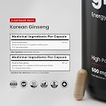 Panax rouge coréen Ginseng 6000mg Par service 5% Ginsenosides pour l'énergie, Focus & Performances: Supplément Ginseng avec Capsules Panax Ginsng Coréennes: Vegan & Non-OGM 120 Capsules