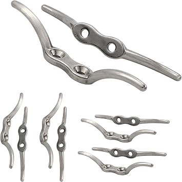 10-piece Set of 2.5-inch Rope Cleats, 316 Stainless Steel Marine-Grade Cleats with mounting Screws