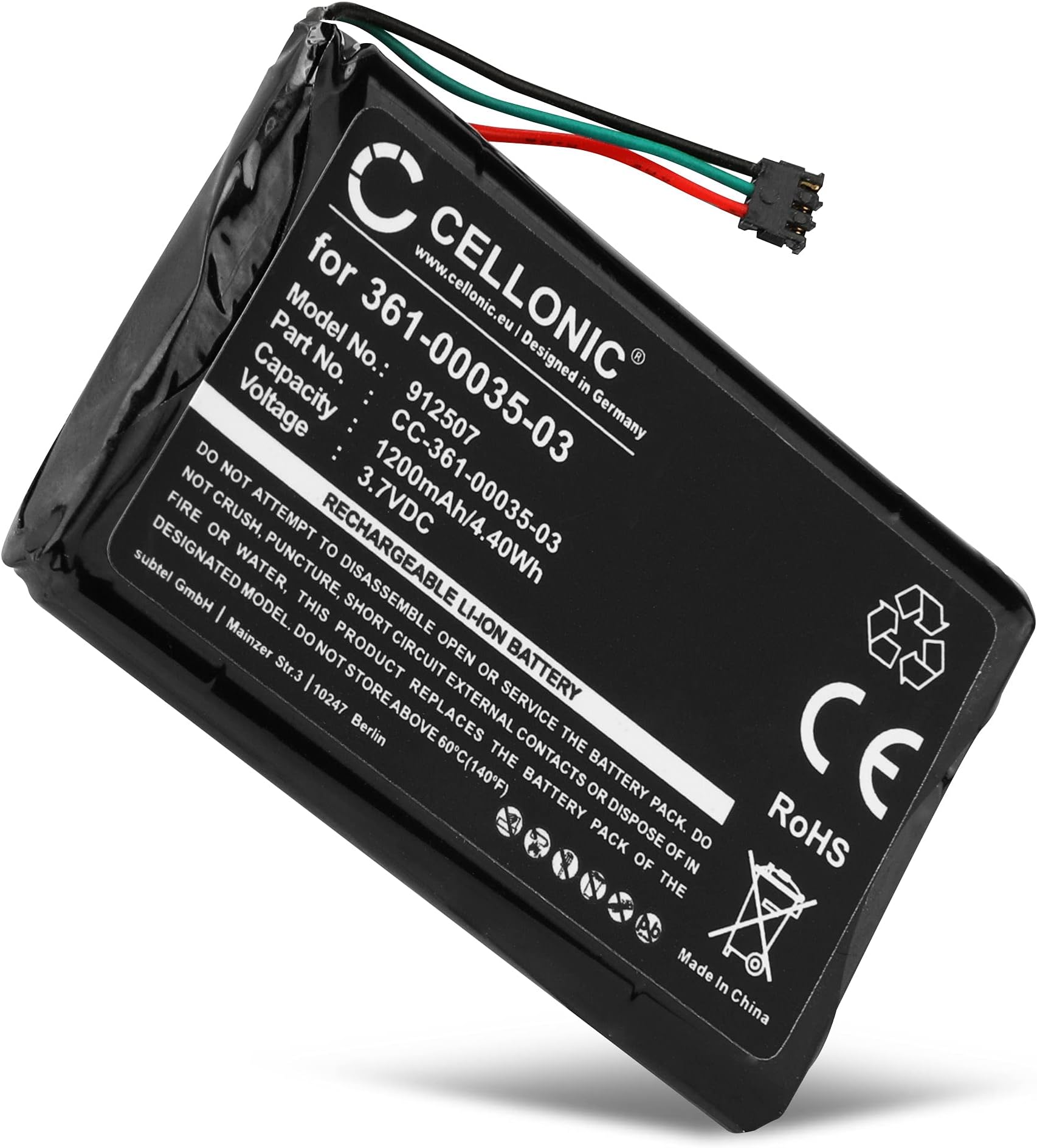 CELLONIC, battery sat nav compatible with Garmin Edge 810, Edge Touring Plus, nüvi 2495LMT (1200mAh, 3.7V) Replacement battery 361-00035-03