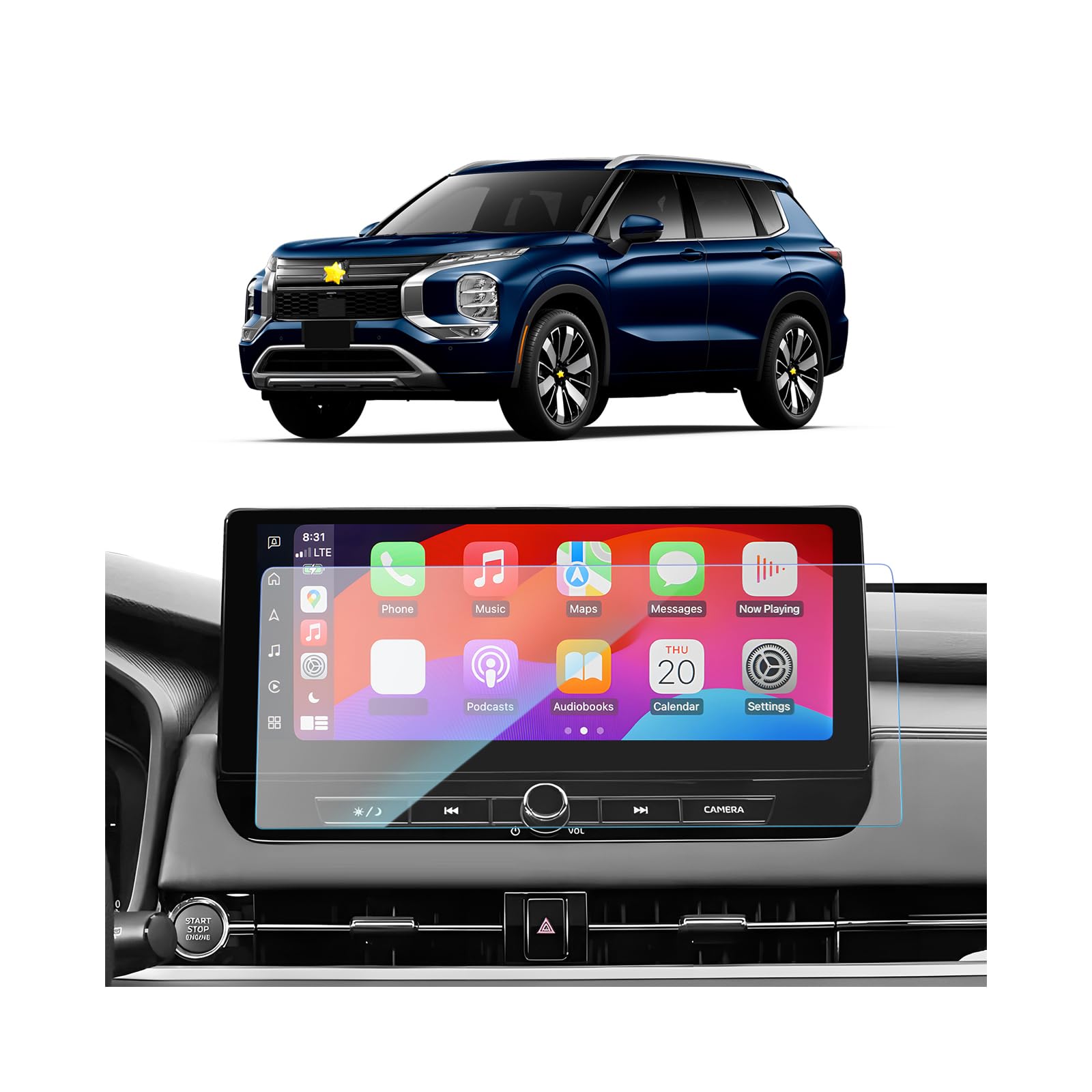 SKTU for 2025 Mitsubishi Outlander Screen Protector 12.3 Inch for 2025+ Mitsubishi Outlander (ES/SE/SEL/Platinum Edition) 12.3-Inch Navigation Display 2025 Outlander Accessories Screen Protective Film Tempered Glass [9H Hardness, Ultra Clear, Anti-Glare&Scratch]