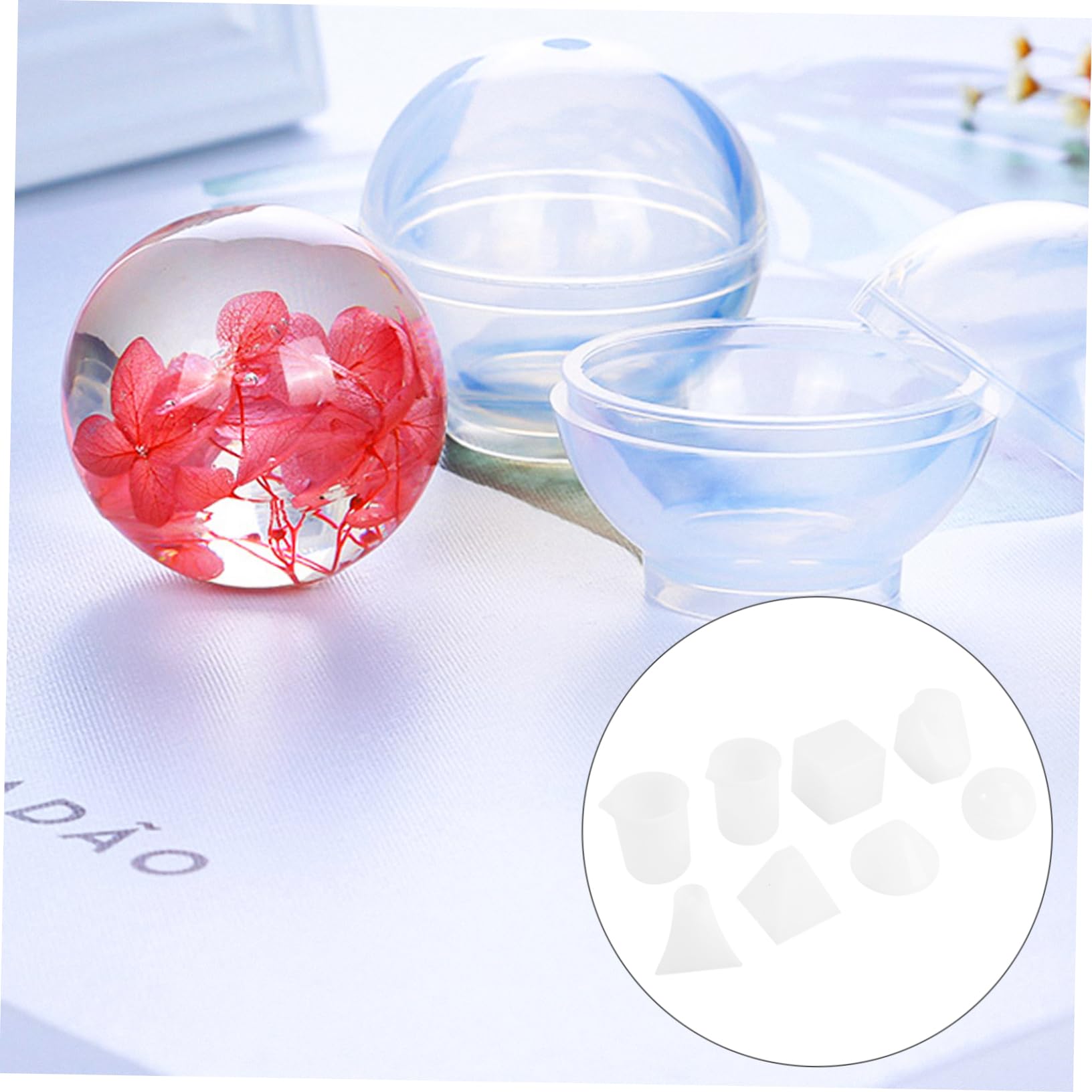Anneome 18stücke Transparente Harz-silikongießformen Diy-schmuckformen Kugelform Kubische Diamantpyramide Mit Messbecher Und Holzstäben