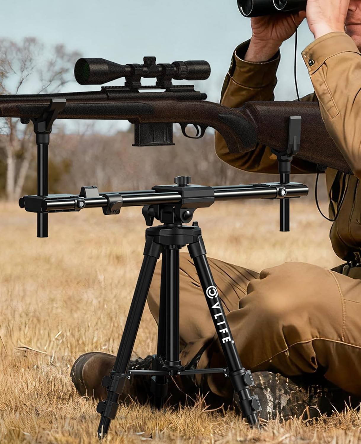 CVLIFE Hunting Rests Shooting Tripod Rifle Hunting Gun Tripod, with Dual Frame and Flexible Orientation, Provide Max Stability for Ground Blinds Shooting Outdoors - Image 9