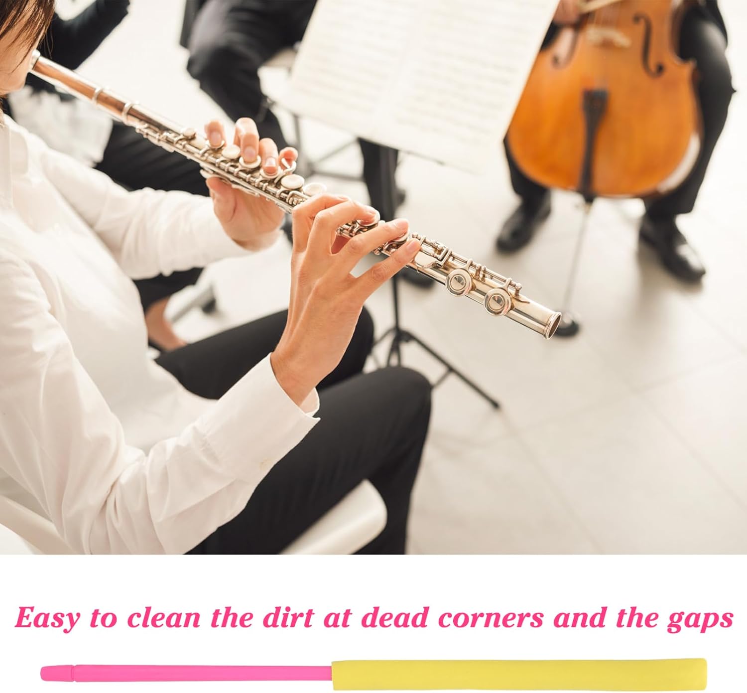 ibasenice 4pcs Flute Cleaning Rod Replacement Tool Essential Clarinet Cleaning Stick Removable Cloth for Music and Instrument Maintenance