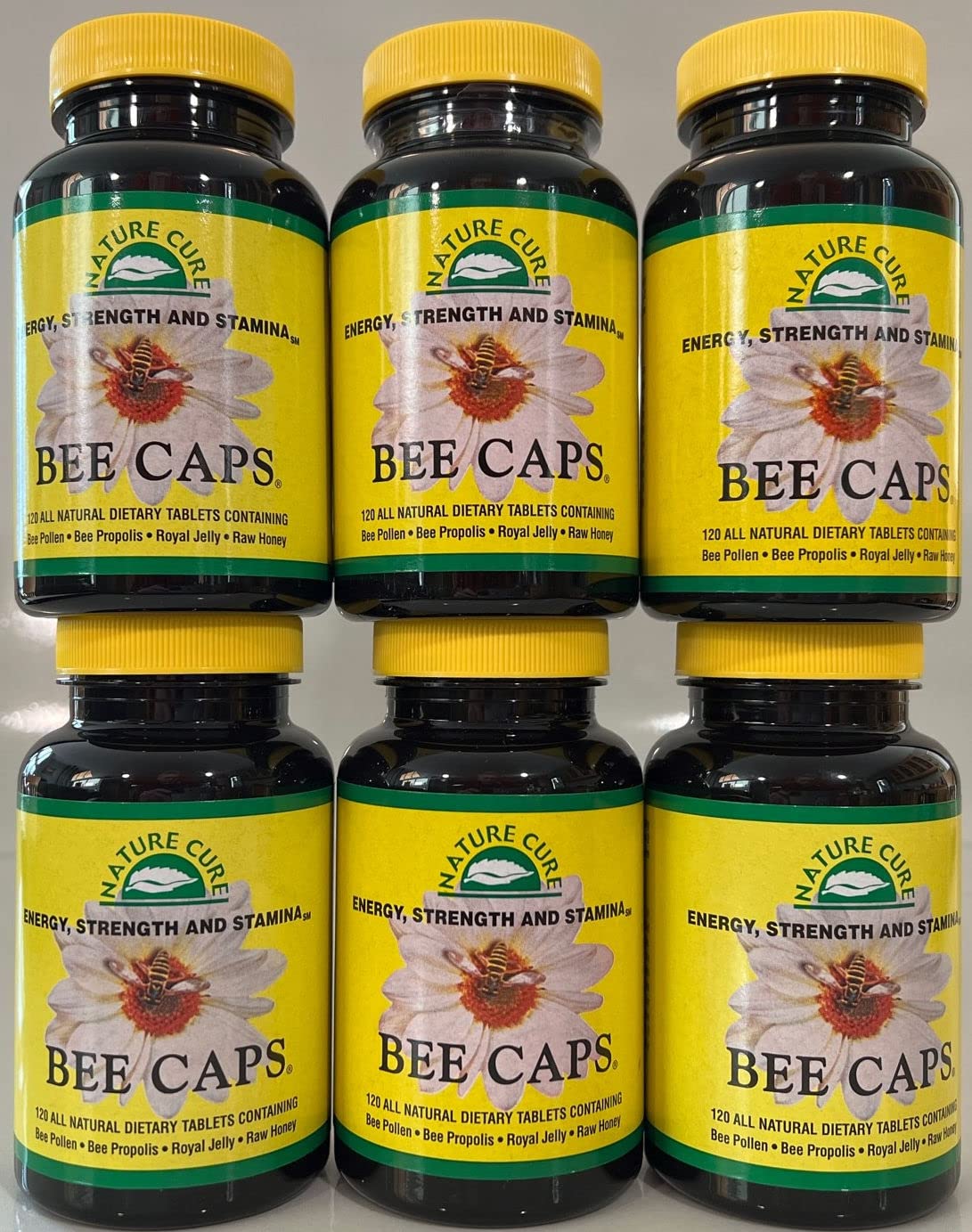 Original Bee Caps in Brown Bottles - 6 Pack - 120 Count Each Bottle