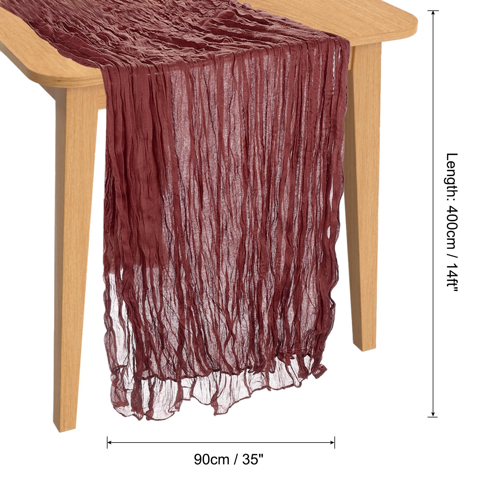 PATIKIL 10 Ft Cheesecloth Table Runner Rustic Gauze Terracotta Cheese Cloth Table Runner with Wrinkled for Bohemian Wedding Party Bridal Shower Table Decoration - Image 2