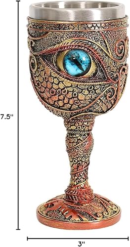Miniatura 8 de Cáliz de copa de vino The Eye of The Dragon de acero inoxidable, Calabozos y Dragones medievales de dragón de 7 onzas. Regalo para hombre (ojos