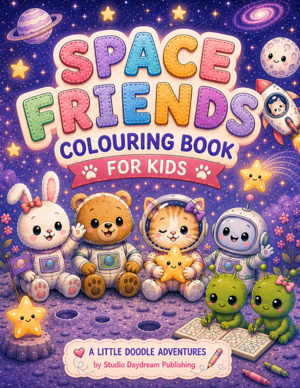 Space Friends: A Little Doodle Adventures Colouring Book for Kids 3-8