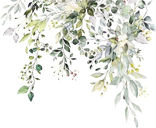 Miniatura 5 de Calcomanías autoadhesivas para tapa de inodoro, hojas y flores, diseño de plantas verdes, calcomanías para la tapa del inodoro, calcomanía de