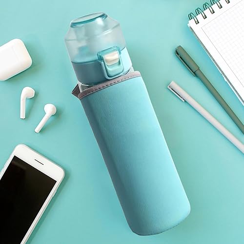 Miniatura 4 de Botella de agua con cápsulas de sabor, libre de BPA, botella de agua de aire, Tritan, botella de agua de 22.0 fl oz, botella de agua deportiva (azul)
