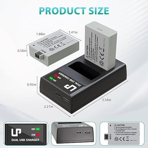 Vista 10 de LP Paquete de baterías E5, paquete de 2 baterías de 1600 mAh compatibles con Canon EOS Rebel XS, Rebel T1i, Rebel XSi, 1000D, 500D, 450D, Kiss X3, 2