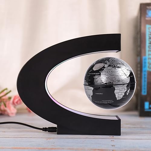 Miniatura 4 de Globo terráqueo flotante con luces LED de colores en forma de C con levitación magnética antigravitacional globo terráqueo giratorio para regalo de