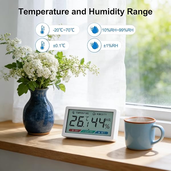 Chatthen Termometro Digital Casa, Higrometro Digital de Interior para Controlar la Temperatura y medir la Humedad, Medidor de Humedad Digital de Temperatura para Invernadero, Bebé, Bodega, Reptil 2Pcs - 3