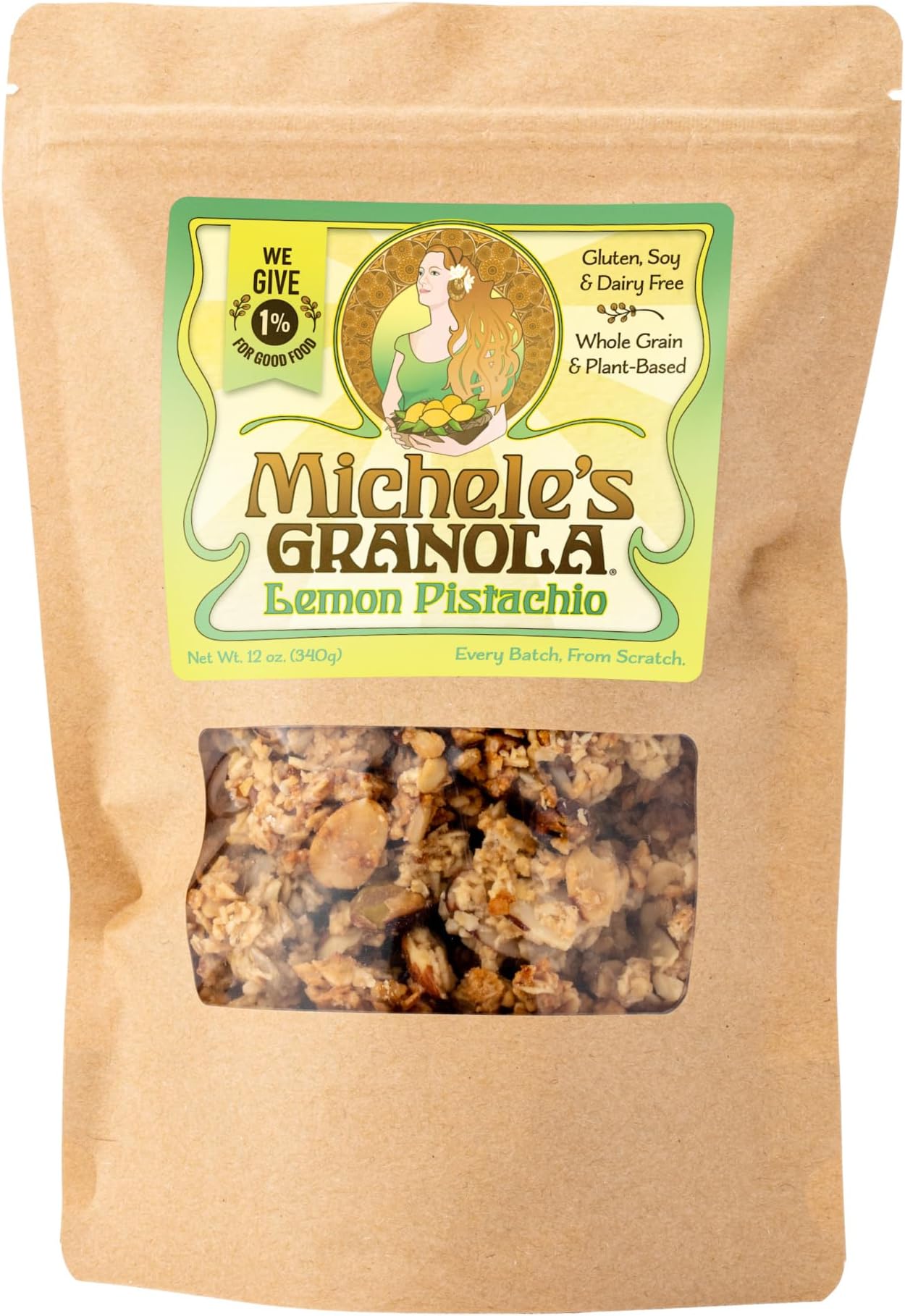 Michele's Granola - Lemon Pistachio - Handmade Non-GMO Whole Grain Oats - Free of Gluten, Soy, Wheat, & Dairy