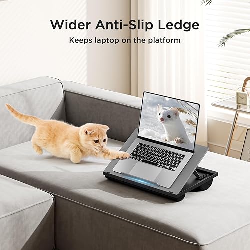 Vista 12 de Huanuo - Escritorio ajustable con 8 ángulos ajustables y cojines dobles para computadora portátil, mesa de trabajo, tabla de escribir y escritorio