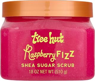 Tree Hut Raspberry Fizz Shea Sugar Scrub 18oz - Exfoliating Hydrating Body Scrub with Shea Butter, Raspberry & Chia Oils for Soft Glowing Skin