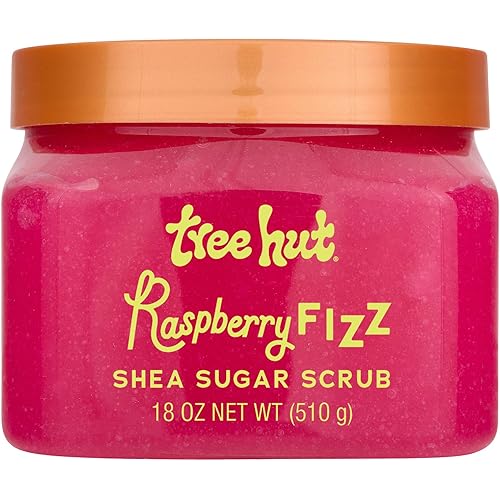 Tree Hut Raspberry Fizz Shea Sugar Scrub, Exfoliating, Hydrating & Moisturizing Body Scrub with Shea Butter & Nourishing Essential Oils, Smooth & Soften Skin, 18 oz