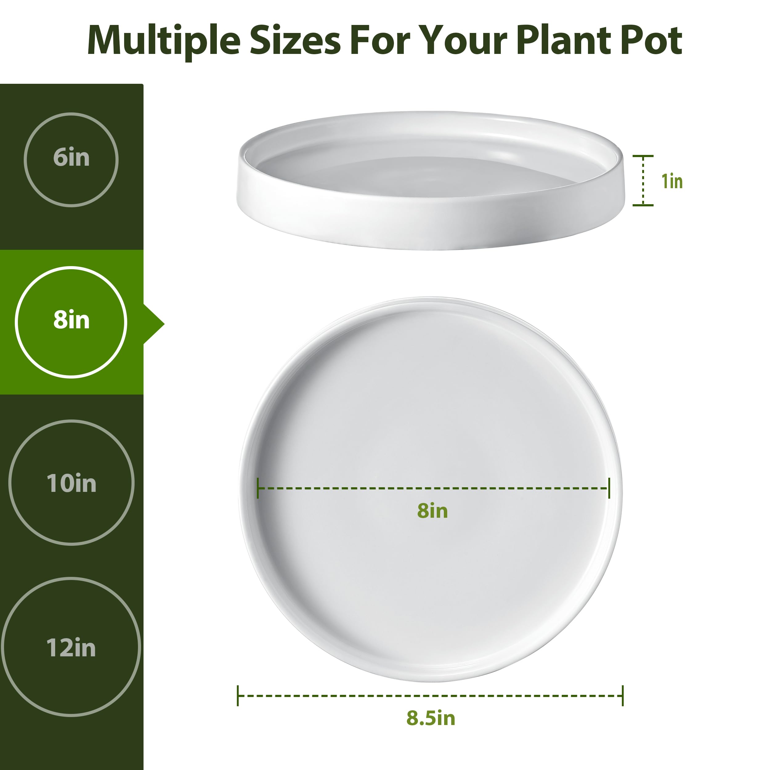 White Ceramic Plant Saucers - 2 Pack -3