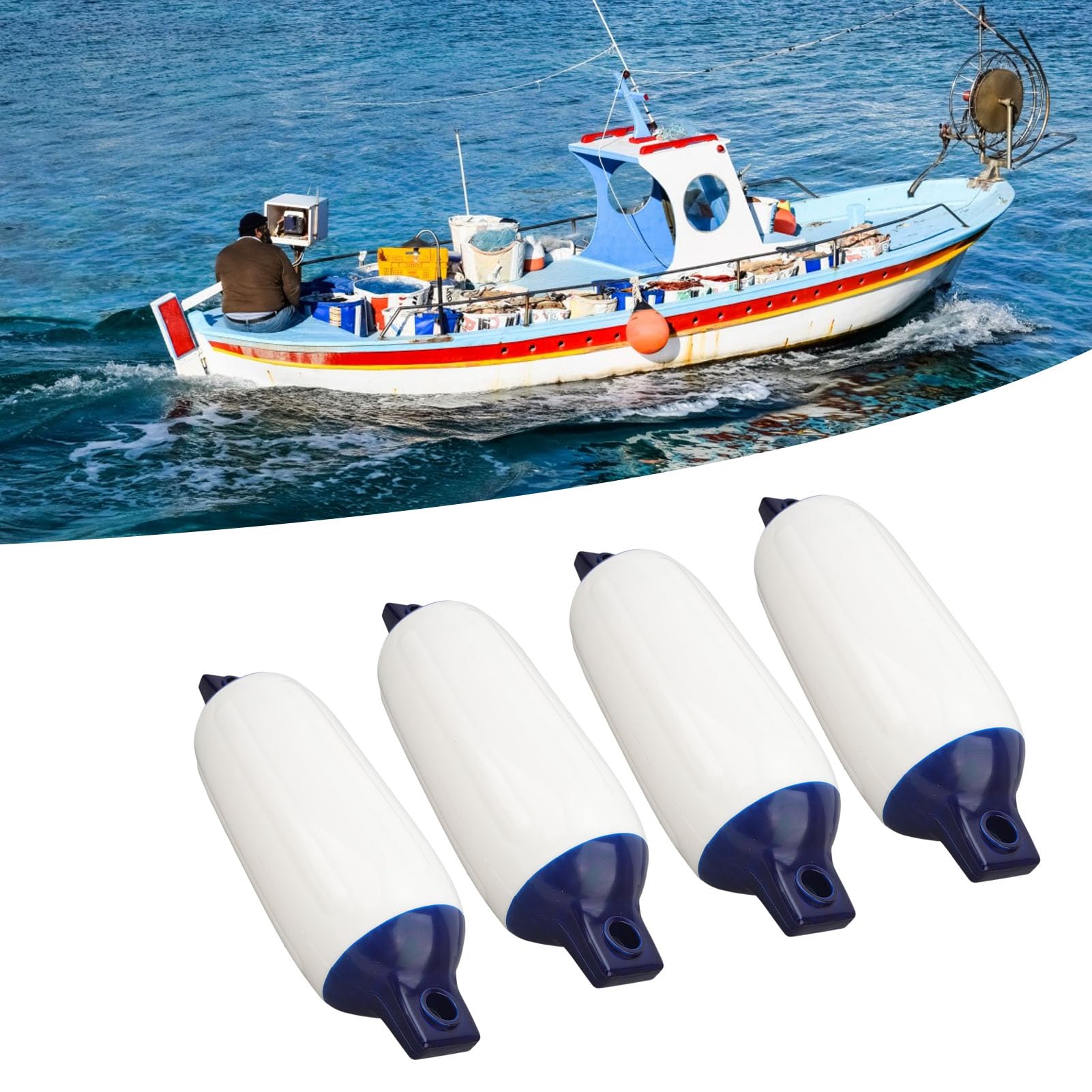 Yctze Paraurti per Barche Gonfiabili Protezione Scudo a Coste per Yacht Banchine per Barche Boe a Doppio Occhio con Corde