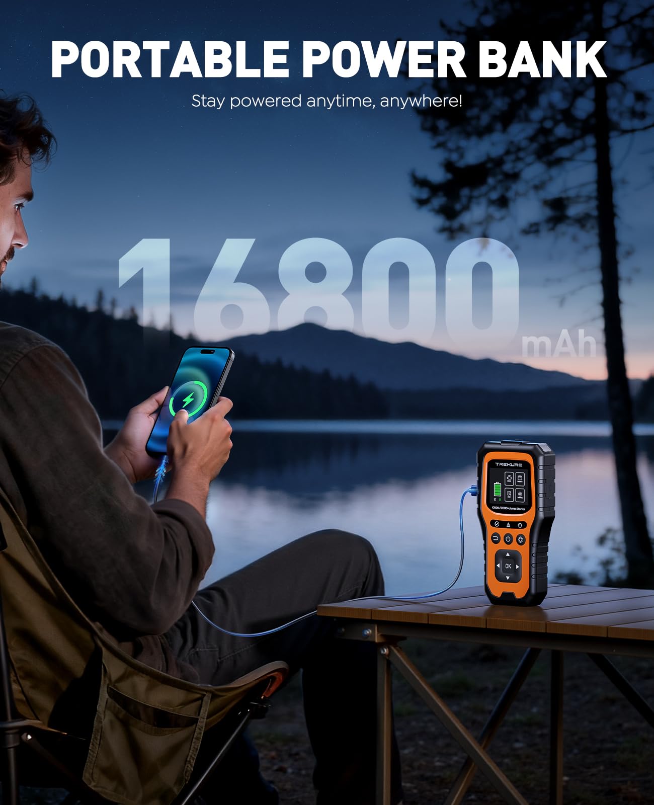 Car Battery Jump Starter with OBD2 Scanner 5000A Car Battery Jumper Starter Portable All Gas 10L Diesel 12V — view 5