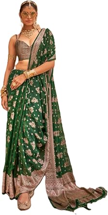 Designer Indian Festival Georgette Butta Woven Womens saree Muslim Woman in Saari 9918