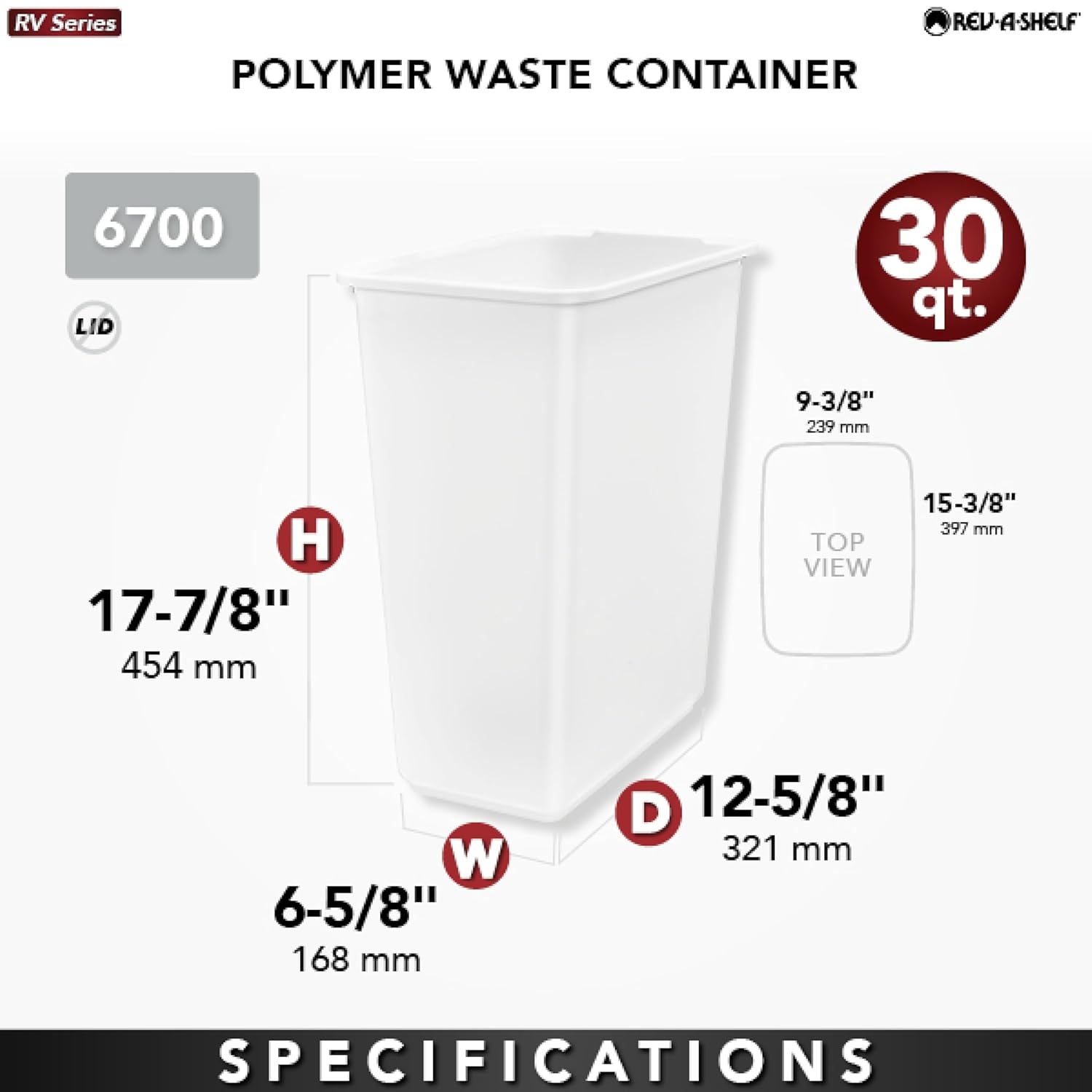 Rev-A-Shelf 30 qt. Silver Polymer Replacement Waste Container Pullouts