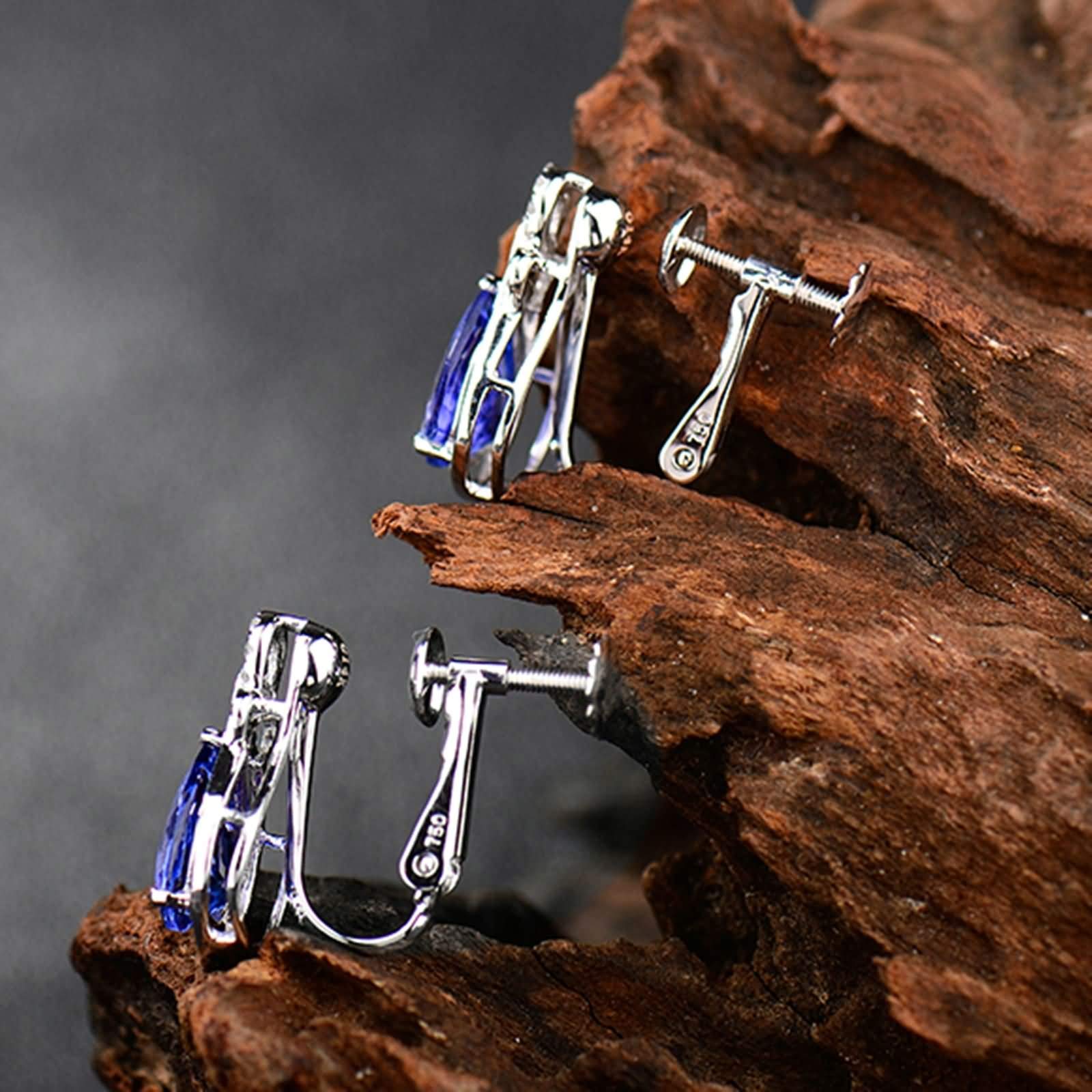 Epinki Weißgold 18K Ohrringe Mädchen, Unique Ohrschmuck mit Tansanit 2.79ct Blau, Geburtstag Geschenke für Frauen Mutter/Freundin, Weiß Gold Blau