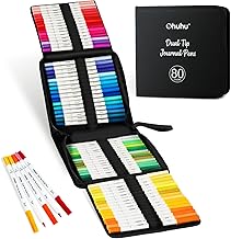 Ohuhu 80 Colours Dual Tip Marker Pens (Flexible Brush & Fineliner 0.4mm) - Non-Toxic Water Markers for Journaling, Calligraphy & Lettering - Ideal for Bullet Journal, Sketches and Art