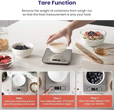 COSORI Air Fryer 4.7L, 9-in-1, 30 Recipes Cookbook, 1-4 Portions&Etekcity Digital Kitchen Scales, Professional Stainless Steel Food Scales, Incredible Precision up to 1 g (5 kg Max), Silver