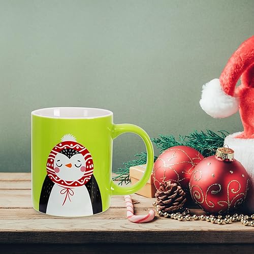 Miniatura 7 de Whaline Juego de 6 tazas de Navidad de 12 onzas, Papá Noel, muñeco de nieve, reno, pingüino, taza de café de Navidad, tazas de cerámica de Navidad