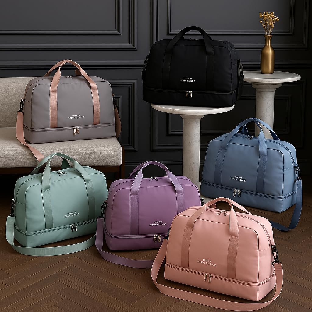 Bolsa de Viagem com Compartimento para Sapatos, Alça Transversal - Mala Esportiva para Academia e Viagens