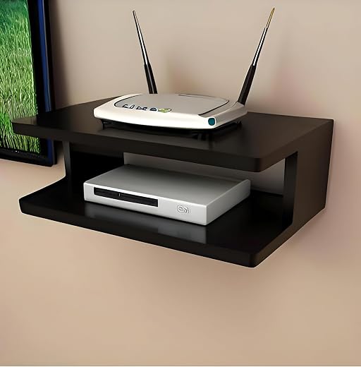 Dime Store Engineered Wood Set Top Box Stand TV Stand WiFi Router Rack Wall Shelf for Living Room Stylish Hanging Rack Org...