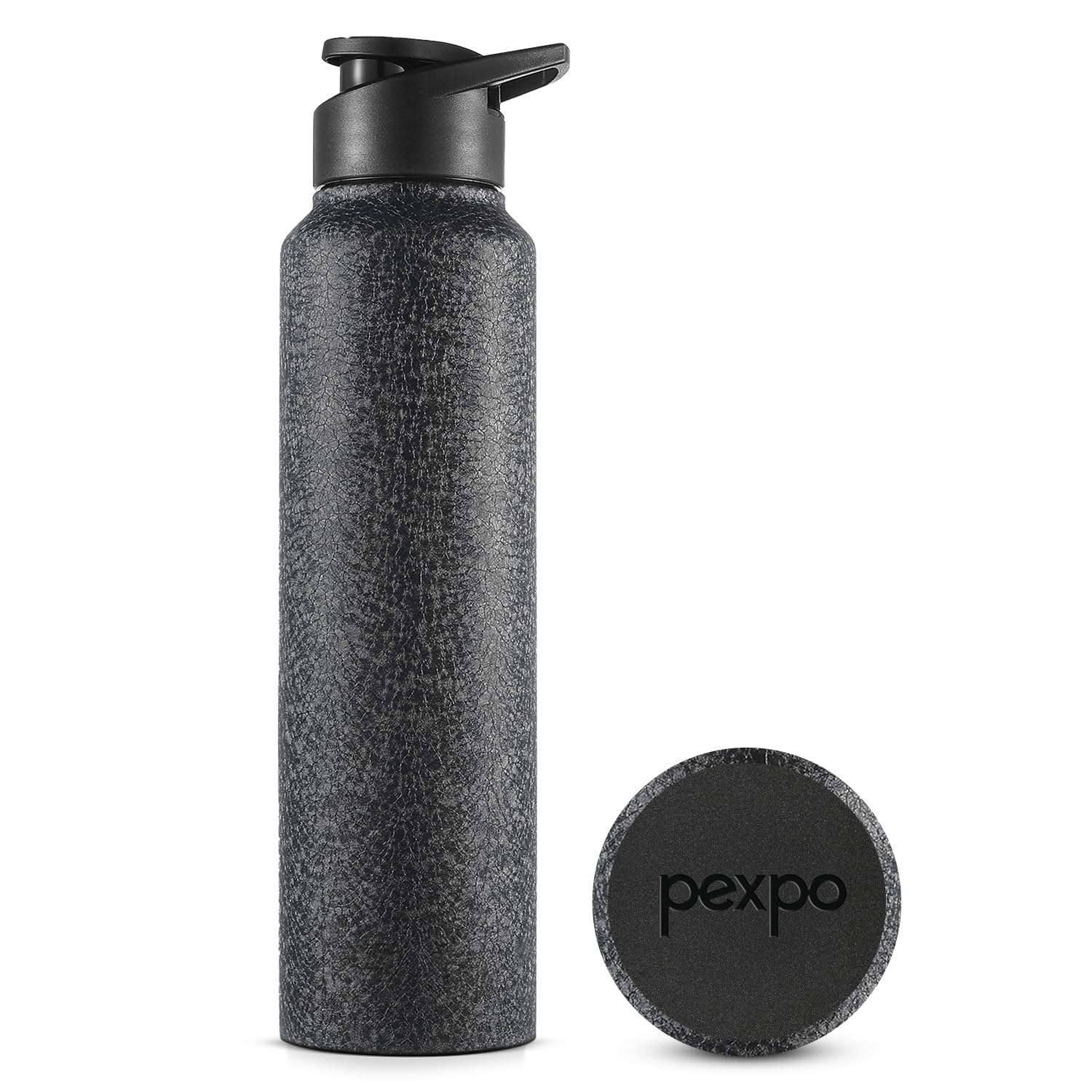 PEXPO Chromo Stainless Steel Sports/Fridge Sipper Water Bottle 1 Litre, Black | Eco friendly | BPA Free | Water Bottle for Office, Gym/Workout, School, Yoga, Trekking, Men, Women and Kids