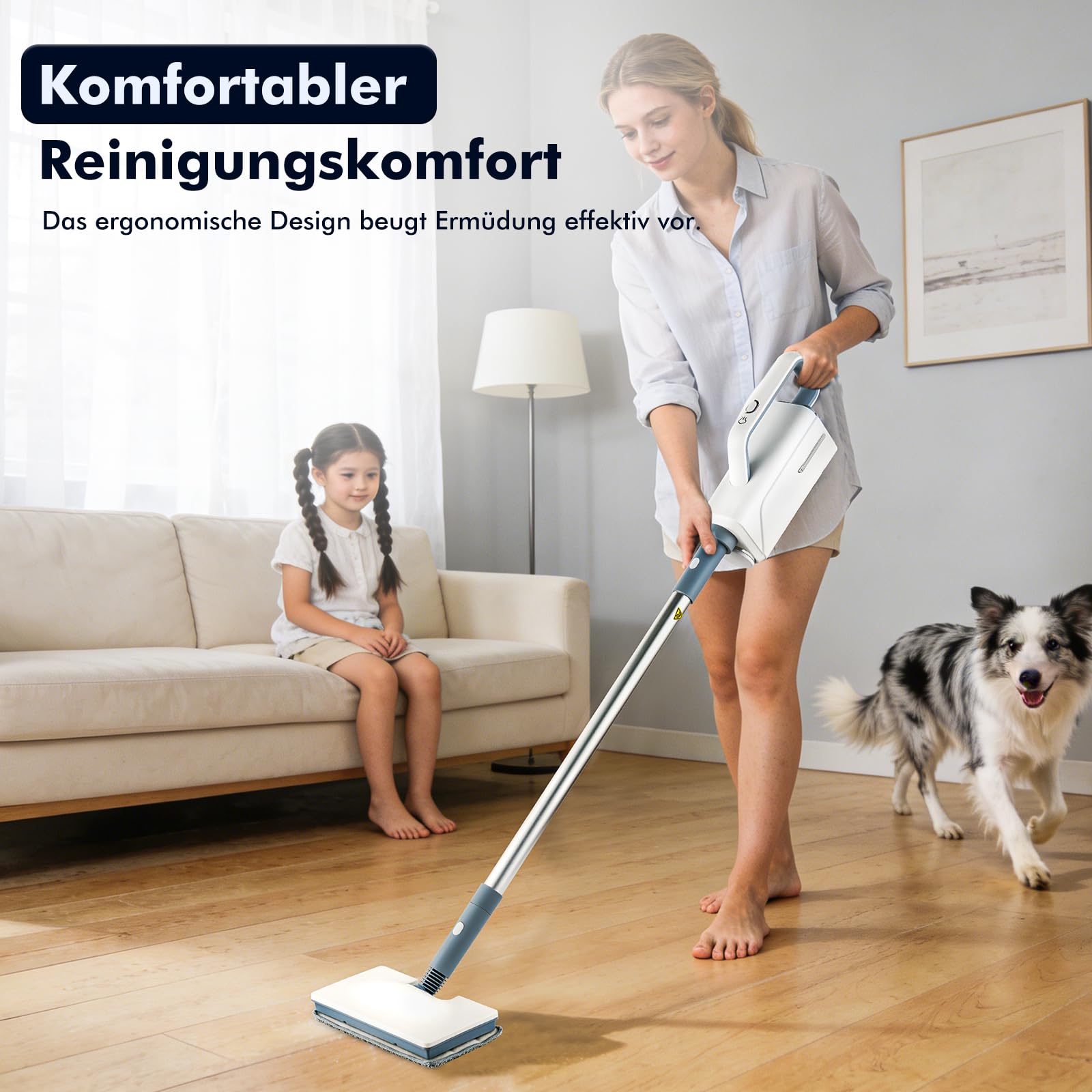 Mop parowy 10 w 1, 1500 W, ze zdejmowanym urządzeniem ręcznym, zbiornik na wodę 350 ml, czas nagrzewania 10 sekund, do parkietu, płytek, fug, kuchni i łazienki