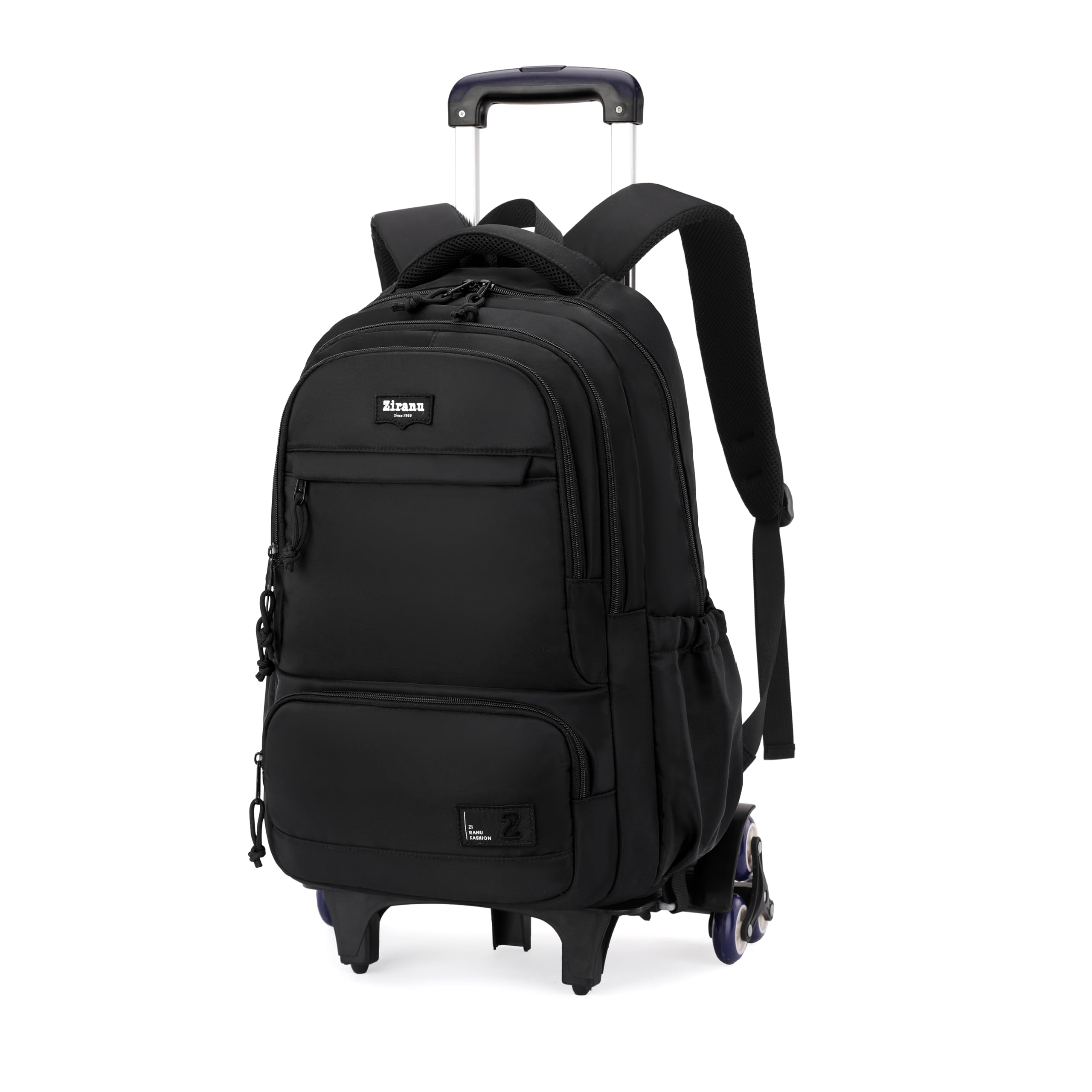 Rolling Backpack for Boys with Wheels Roller Backpack Wheeled School Bag for Teen Boys Black