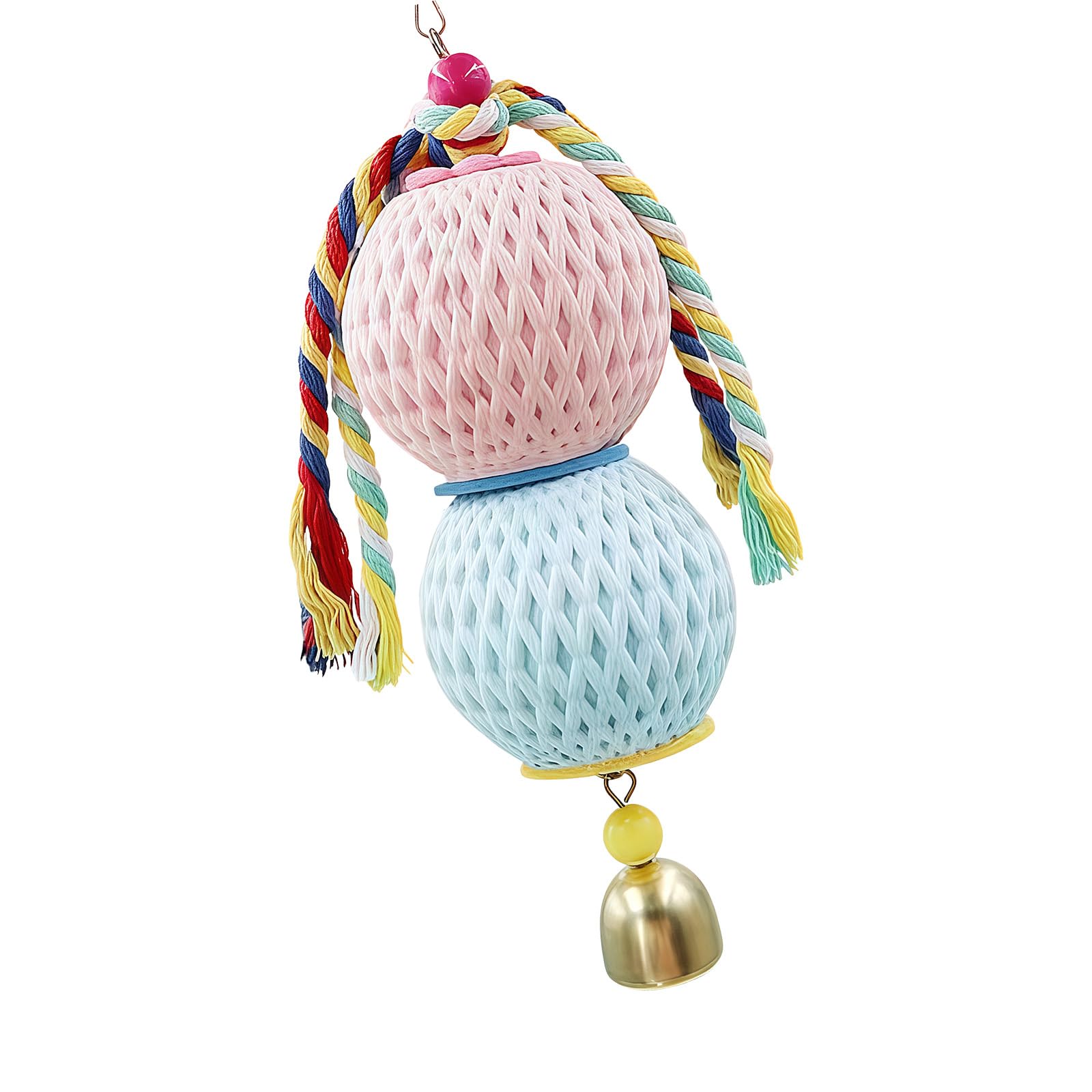 CUNZJIA Hanging Chew Toy for Birds and Small Pets with Sound Feature Made from Safe Natural Grass for Beak Care and Teeth Mainte