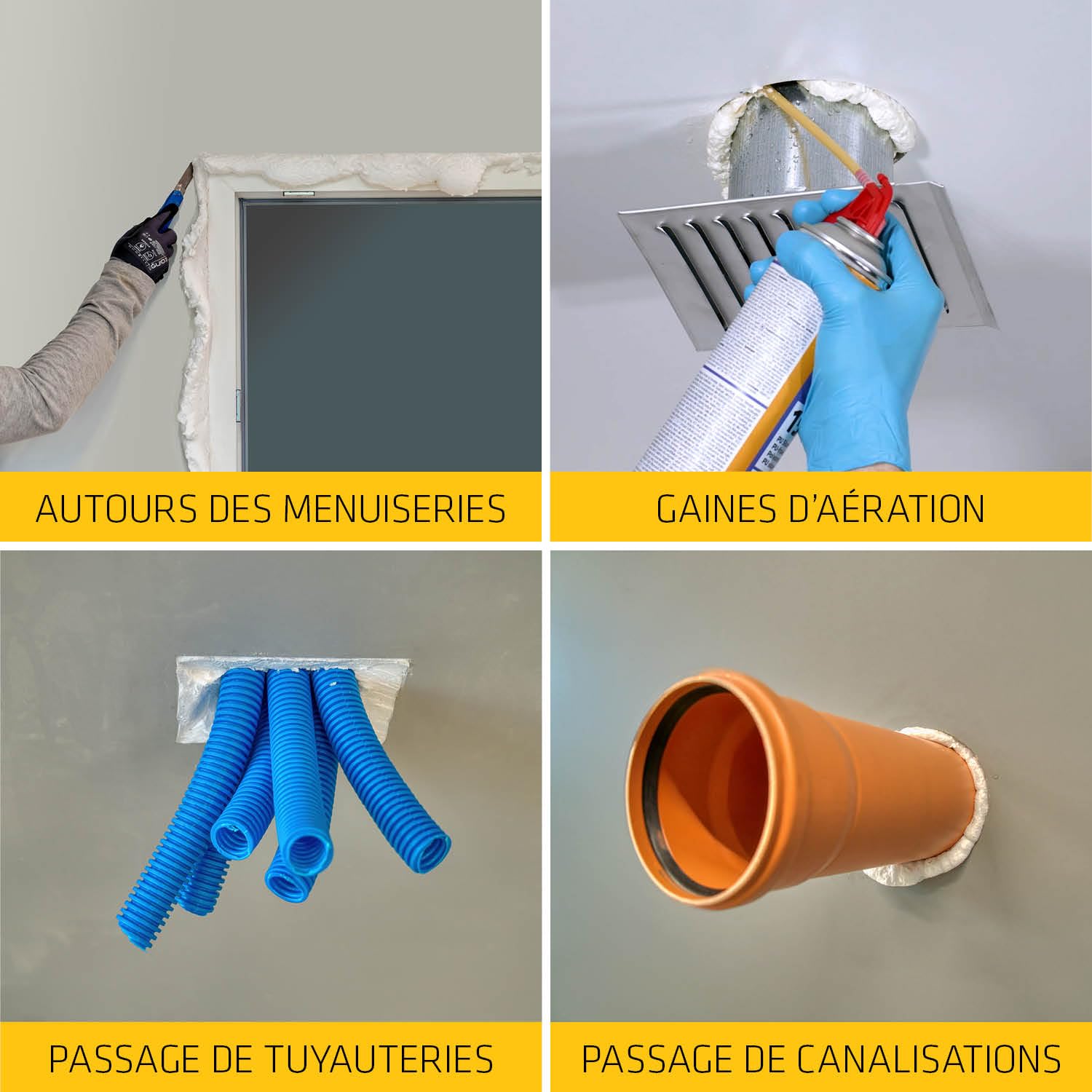 SIKA - Lot de 3x400ml, Mousse PU Moyen Format, Sika Boom 128, expansion 20L, Usage tous sens, Blanc + 1x Mastic Silicone Neutre, SikaSeal 110 Menuiserie et Vitrage, Multi-supports, 300ml, Blanc PVC
