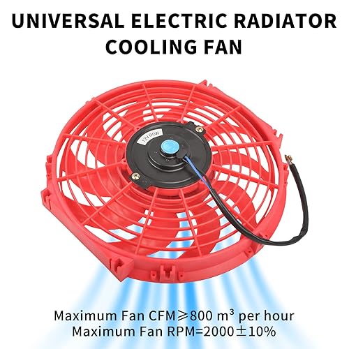 Miniatura 6 de 12 pulgadas universal delgado ventilador Push Pull Radiador eléctrico 12V 80W Kit de montaje de ventilador de enfriamiento de alto rendimiento rojo