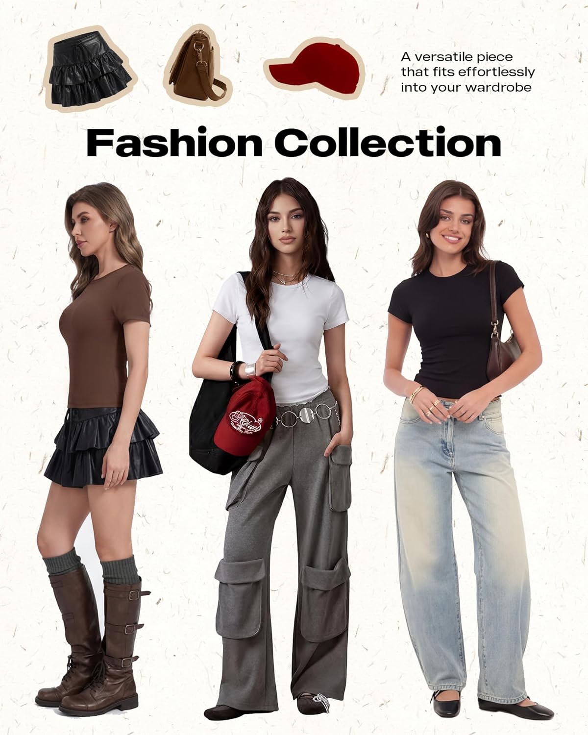 NexiEpoch 5 Pack T Shirts for Women - Crew Neck Short Sleeve Crop Tops Plain Casual Basic Tees Fitted Clothes Cute Y2K Outfit - Image 4