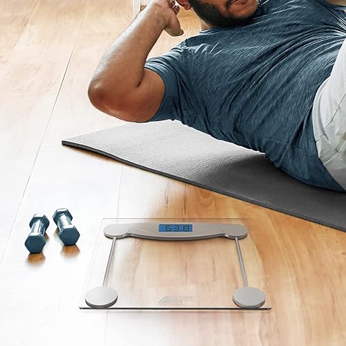 Miniatura 9 de Active Era Báscula digital de peso corporal, báscula de baño ultradelgada de alta precisión con vidrio templado, tecnología Step-on y pantalla
