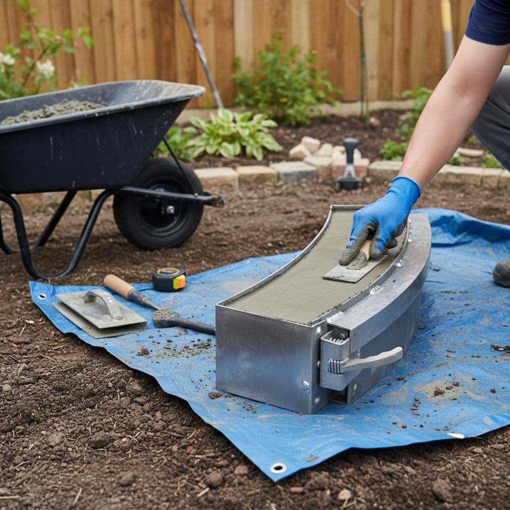 Gebogene Bordsteinform Metall | Robuste Metallkonstruktion, für Betonvorfertigung, zur Gestaltung von Gartenwegen, Einfahrten, für Kurven